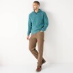 Pulover cu guler înalt și fermoar, tricot neted cu 30% lână