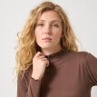 Tricou uni cu guler înalt și tiv ondulat