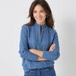 Rozpinany sweter ze stójką i wzorem warkoczowym