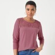 Tricou cu decolteu rotund, mâneci lungi și dantelă