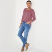 Tricou cu decolteu rotund, mâneci lungi și dantelă