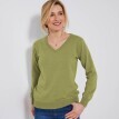 Sweter z dekoltem w serek, wełna jagnięca