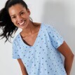 Cămașă de noapte lungă cu mâneci scurte și imprimeu floral