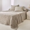 Cuvertură de pat jacquard cu model waffle și imprimeu cu frunze