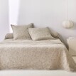 Cuvertură de pat jacquard cu model waffle și imprimeu cu frunze