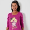 Cămașă de noapte lungă cu mâneci lungi și imprimeu rozetă