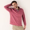 Hanorac călduros cu guler polo și broderie pe față