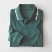 Tricou polo cu guler în dungi și mâneci lungi