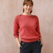 Sweter z dekoltem w łódkę, jednolity kolor