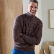 Pulover cu guler ridicat și fermoar, tricotat simplu cu 30% lână
