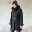 Jednofarebný kabát duffle-coat s kapucňou
