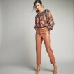 Pantaloni slim din imitație de piele 7/8