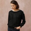 Sweter z dekoltem w łódkę z domieszką wełny