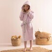 Szlafrok dziecięcy z kapturem i kwiatowymi zdobieniami, bawełna frotte 380g/m2