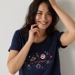 Krátka nočná košeľa s krátkymi rukávmi a potlačou galaxie