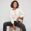 Wzorzysty sweter Azura zapinany na guziki z dekoltem w kształcie tuniki