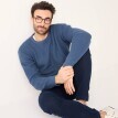 Светр з круглим вирізом та вафельним візерунком