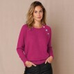 Sweter z ozdobnymi guzikami bijou na ramieniu
