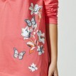 Cămașă de pijama cu mânecă lungă, imprimeu cu fluturi centrali
