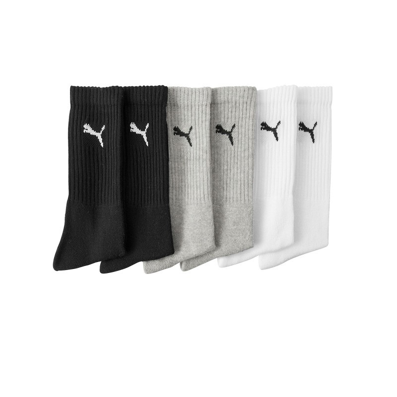 Sada 6 párů sportovních ponožek PUMA, šedé + černé + bílé