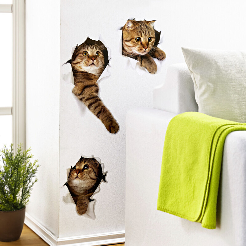 3 autocolante de perete „Pisici”