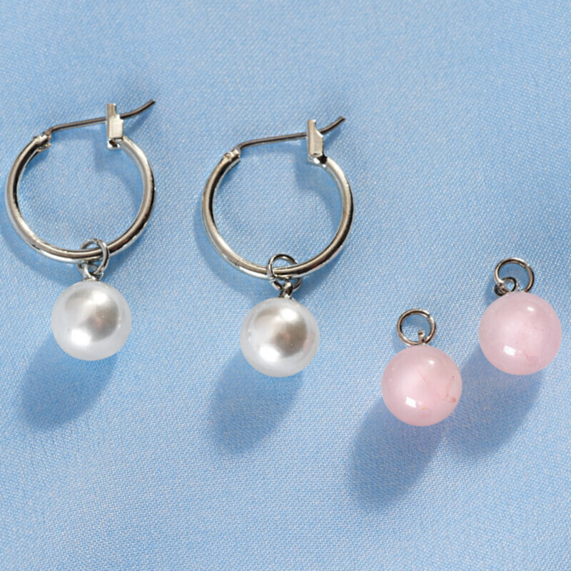 Kolczyki perły + kwarc różowy