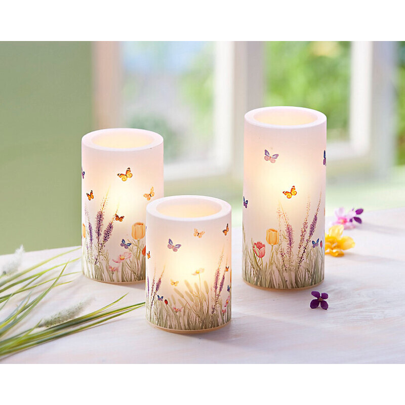 3 Lumânări cu LED ”Flori de câmp”