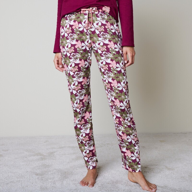 Pantaloni de pijama cu imprimeu floral peste tot