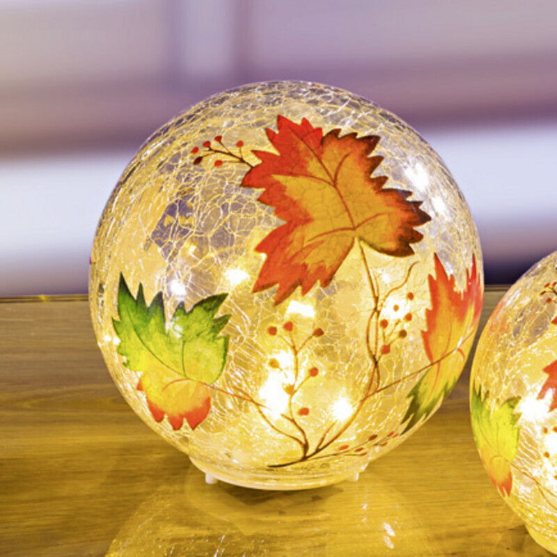 LED üveggömb "Őszi levelek"