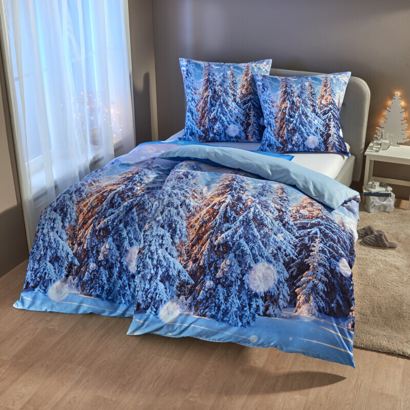 Lenjerie de pat reversibilă "Pădurea de iarnă"