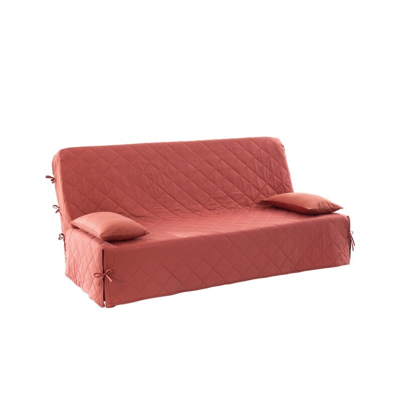 Pikowany, jednokolorowy pokrowiec na sofę, len z bakietą