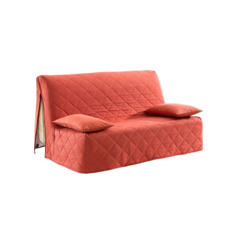Pikowany jednokolorowy pokrowiec na sofę z zamkiem błyskawicznym, lniana bekheta