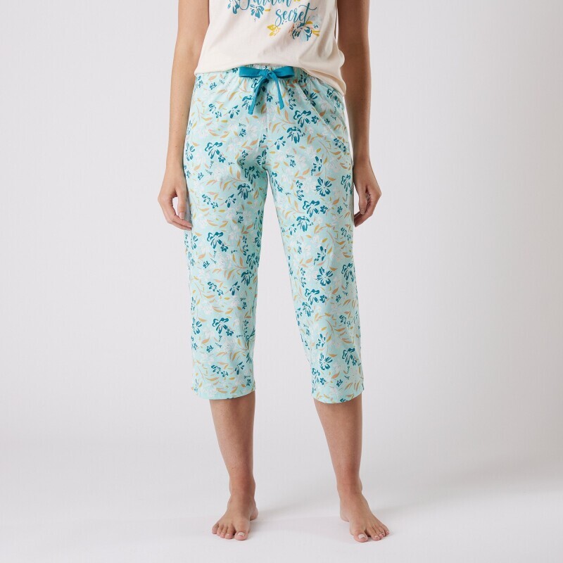 Pantaloni de pijama 3/4 cu imprimeu floral