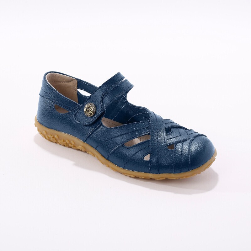     Vycházková obuv z pružné kůže, námořnicky modré