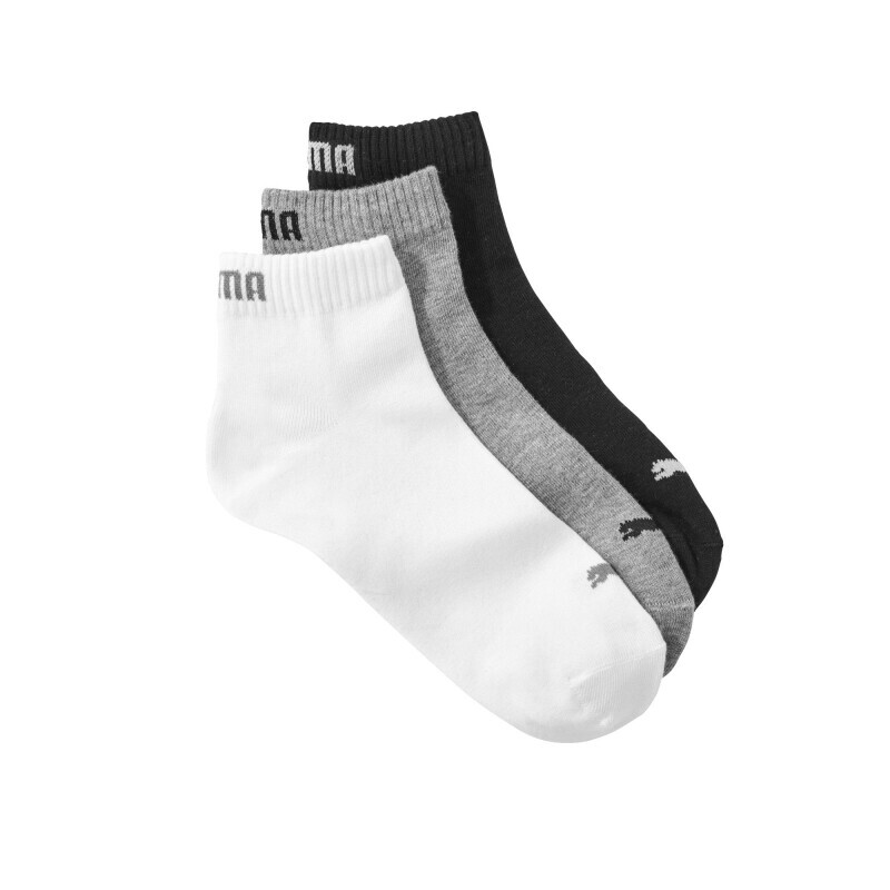 Krátke ponožky Quarter Puma, 3 páry, sivé, biele, čierne
