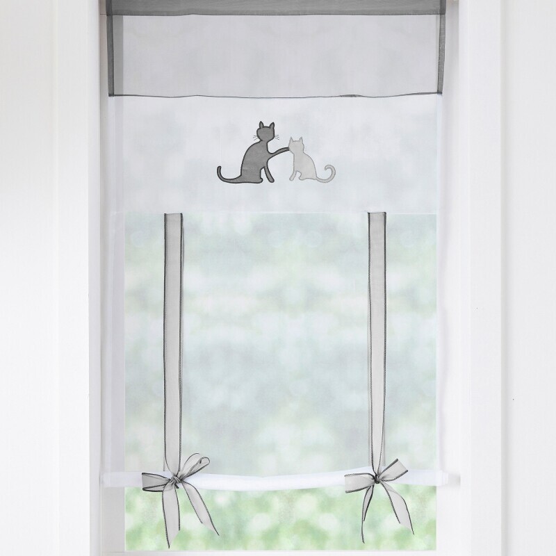 Vitrážová záclona na vytažení, s motivem koček
