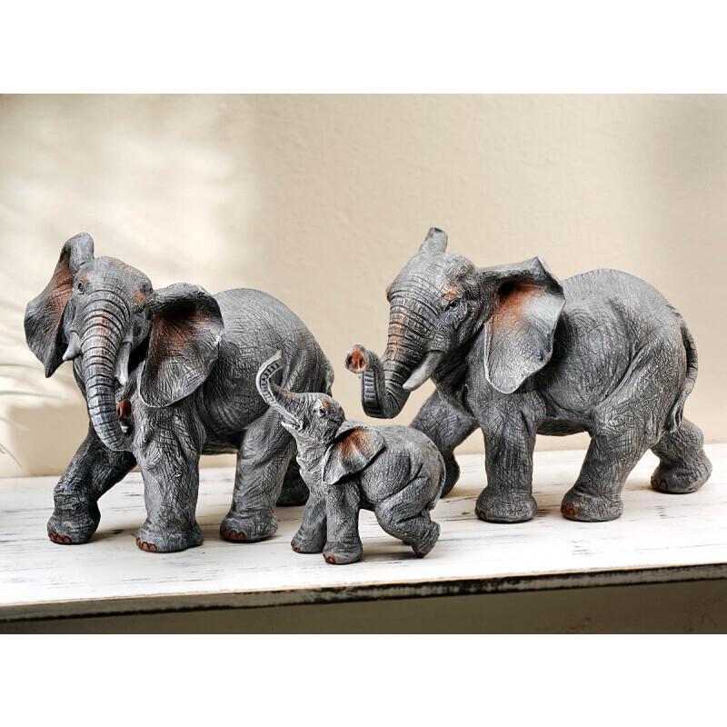 Set de 3 figurine decorative Familia elefanților