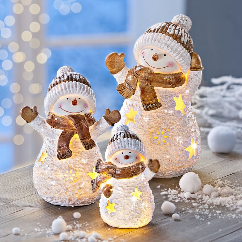 LED Frosty the Snowman Family, set de 3