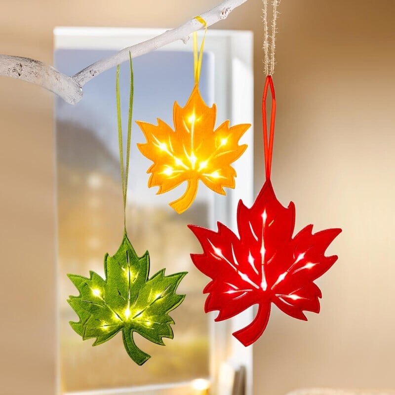 LED Maple Leaf lógó dekoráció, 3 darabos készlet