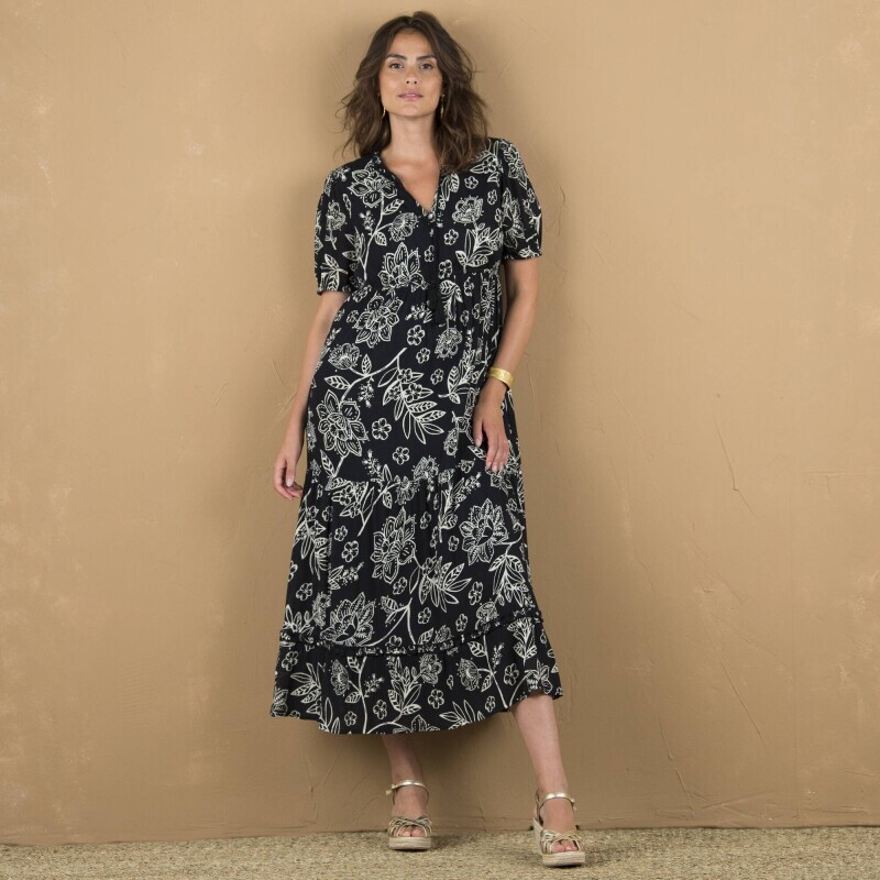 Rochie midi Crepon cu imprimeu floral