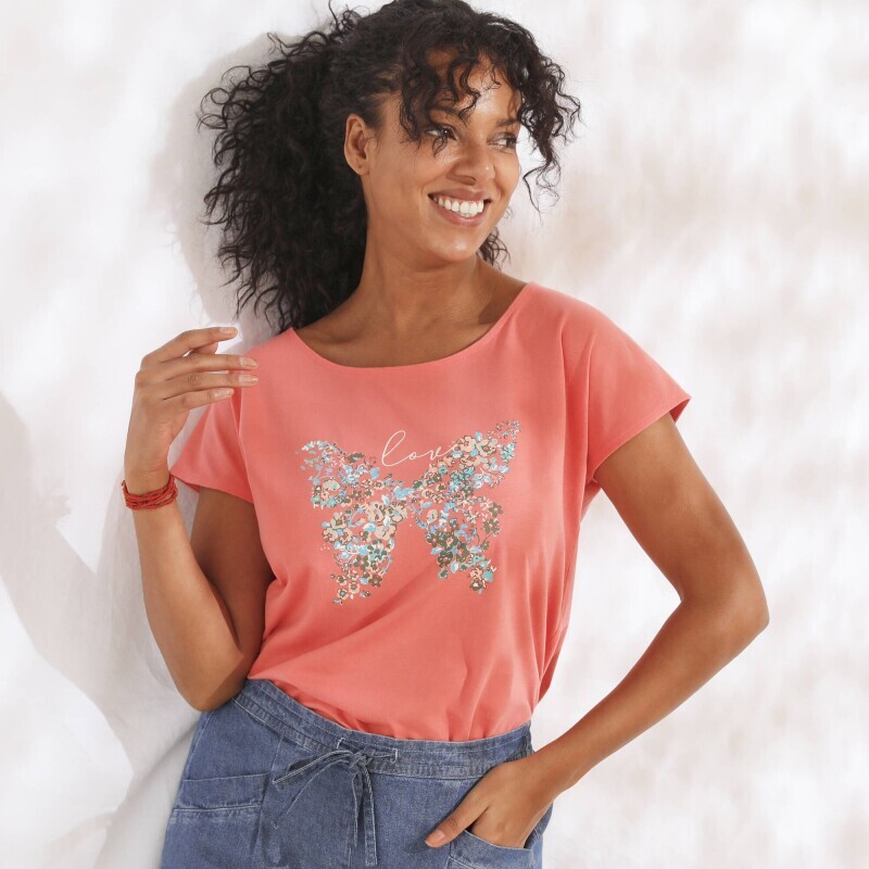 Tricou cu imprimare fluture