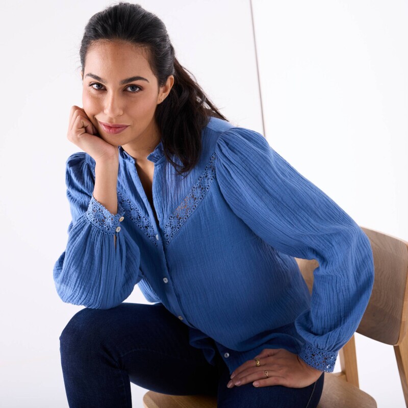 Halenka na knoflíčky s macramé