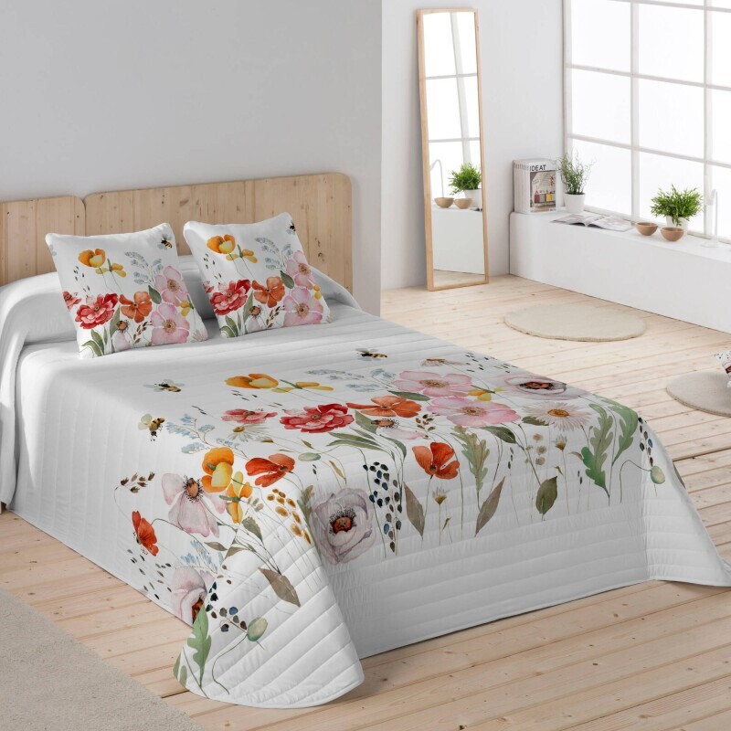 Cuvertură de pat matlasată cu imprimeu floral