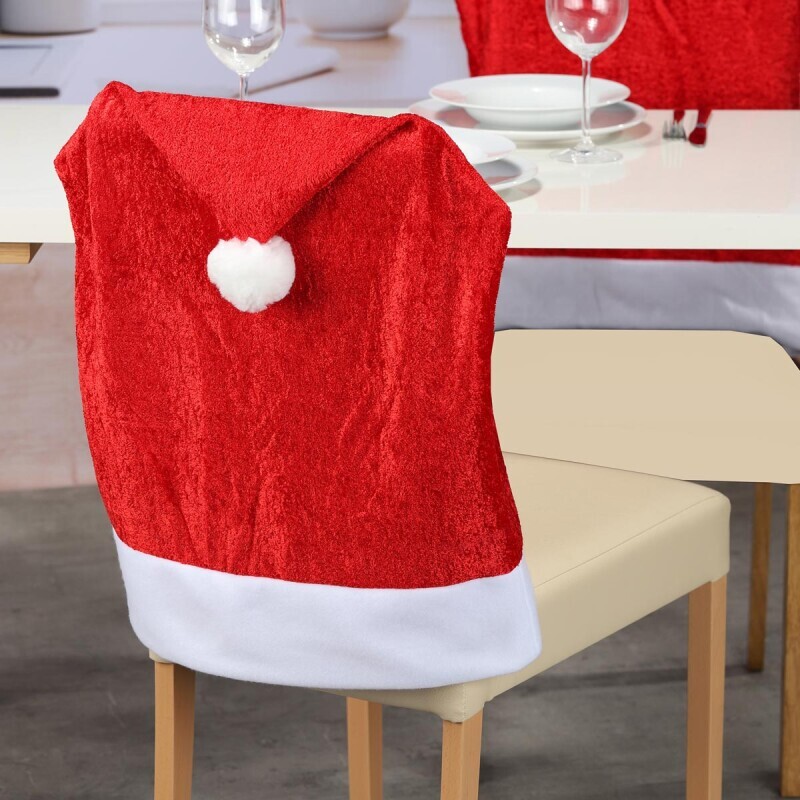 Zamatový vianočný poťah na stoličku