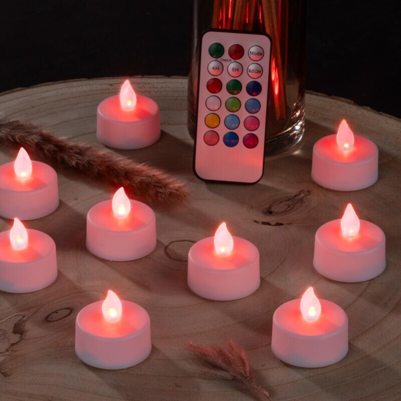 LED čajové sviečky so zmenou farby, sada 10 ks