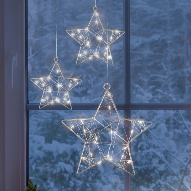 LED Svetelná dekorácia Hviezda, sada 3 ks