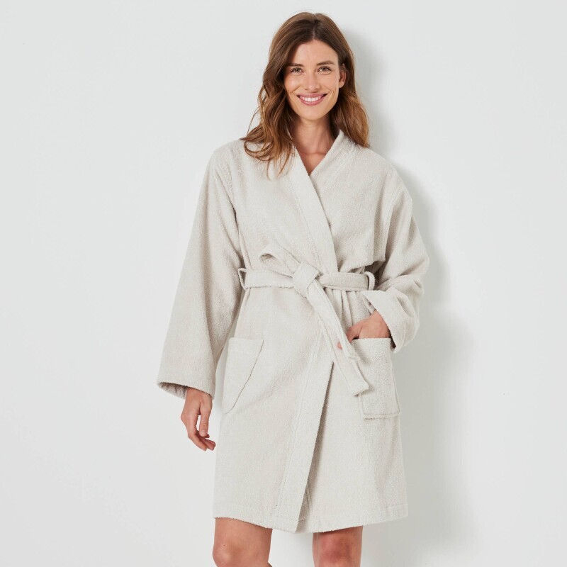 Krátký unisex župan s kimono límcem