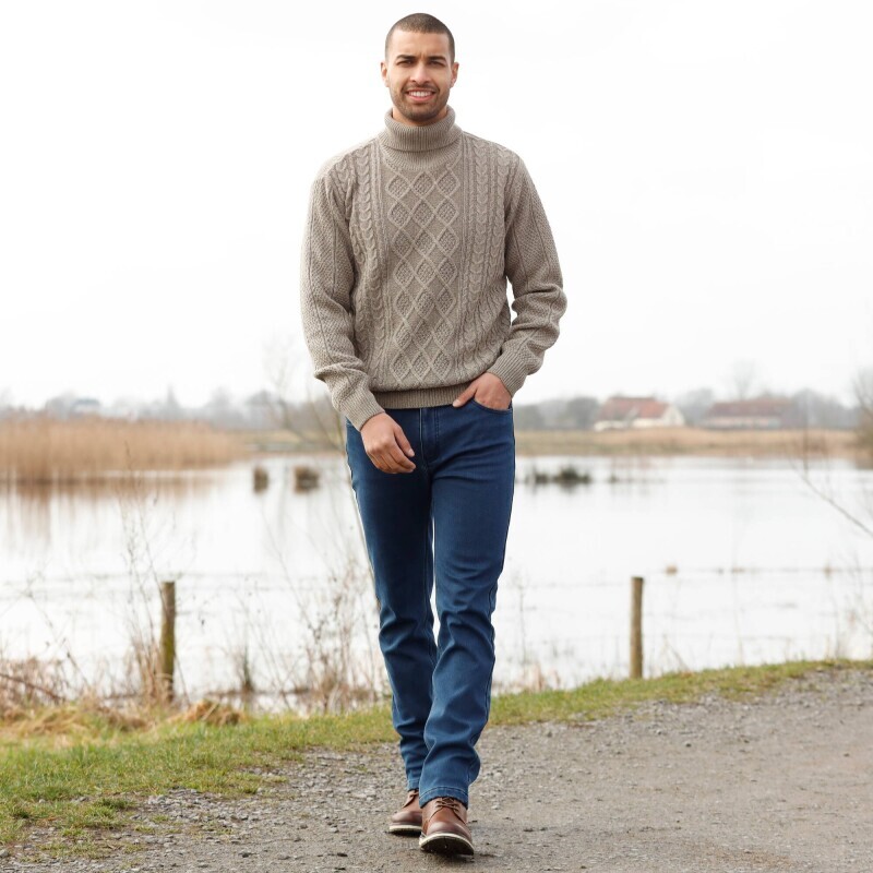 Džíny s 5 kapsami, fleecová vnitřní strana
