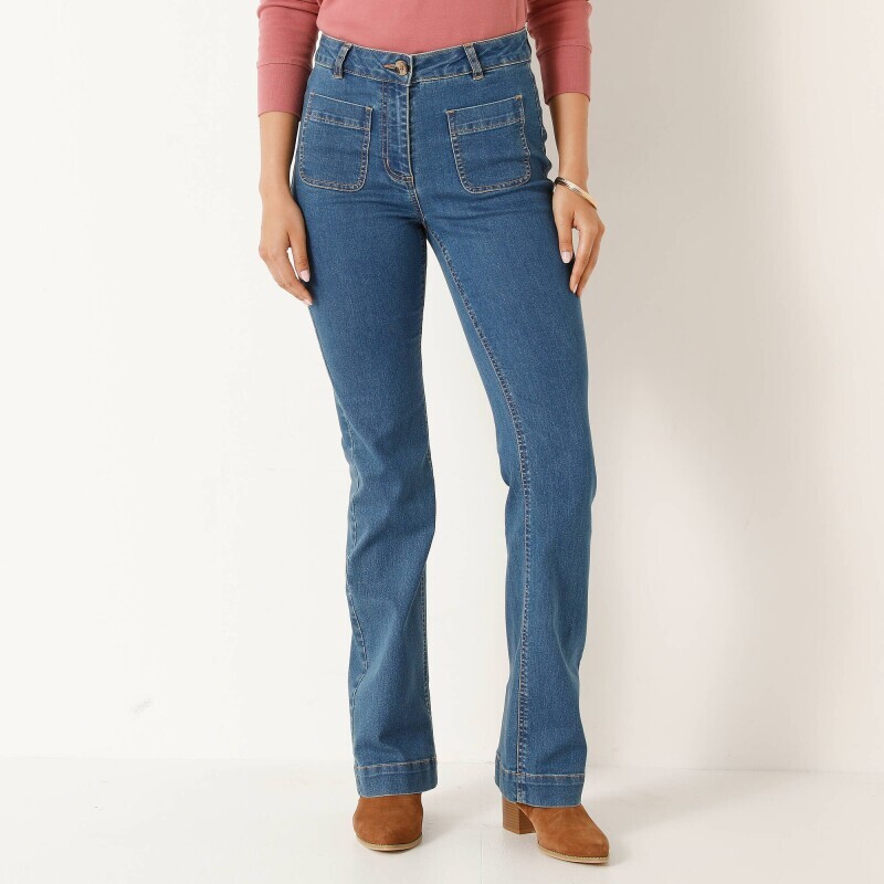 Bootcut kalhoty s našitými kapsami