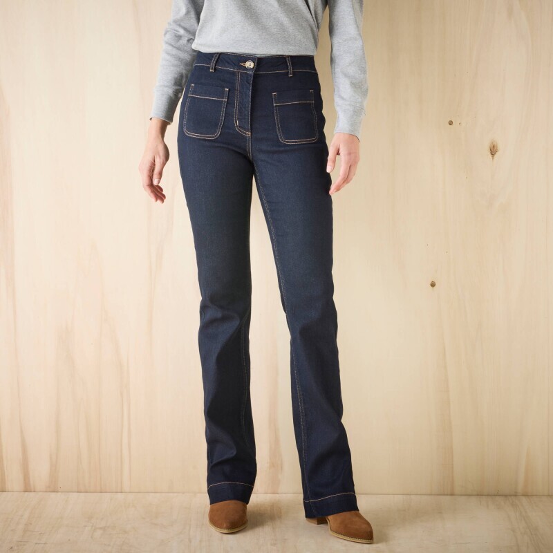 Bootcut kalhoty s našitými kapsami